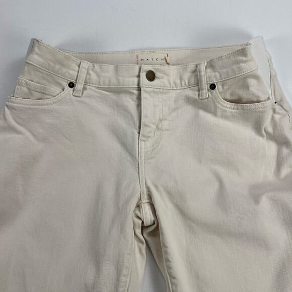 Hatch The Straight Leg Maternity Cropped Jeans Cream Winter White Size 28 - Picture 3 of 12